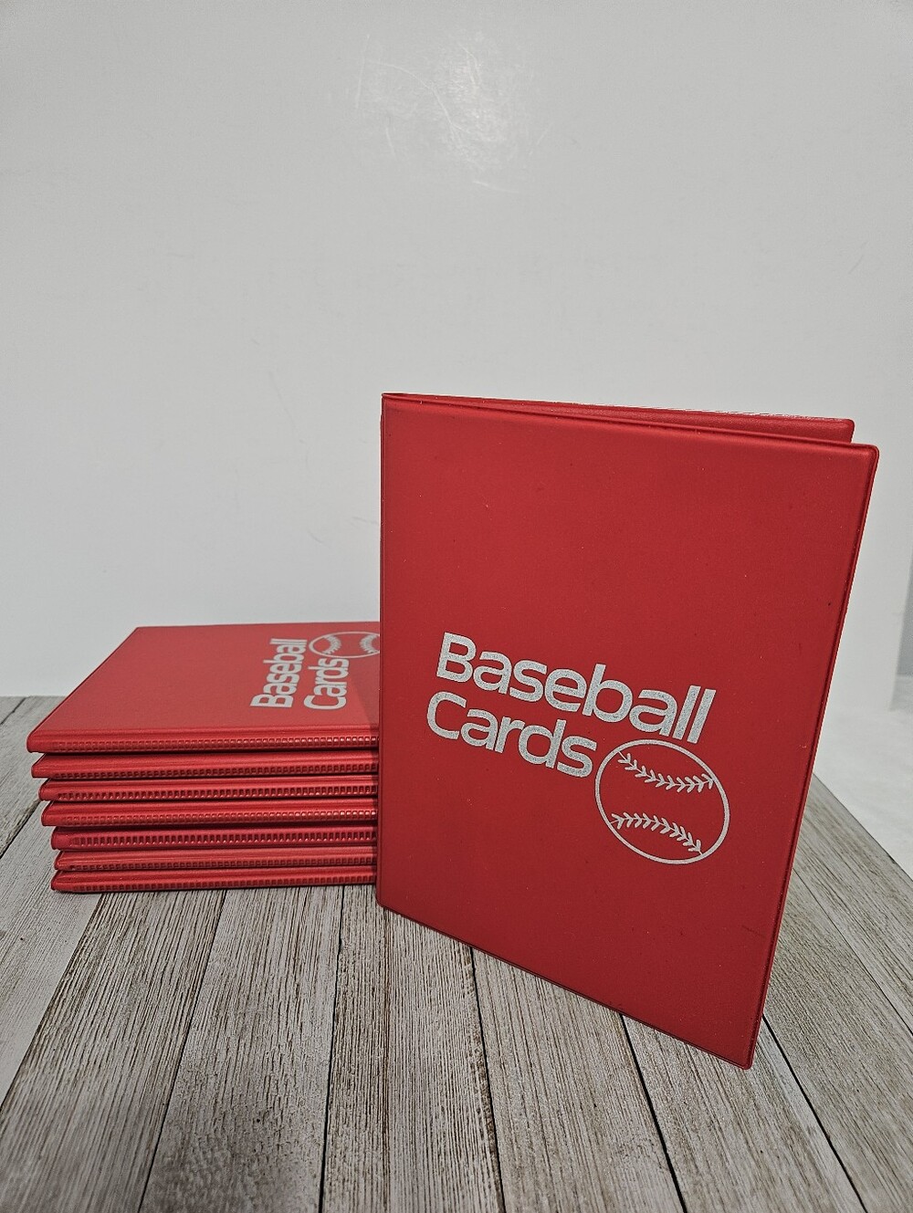 8 Baseball Cards Red 8x6" Display Books Albums Binders Each w/10 Pages, 4 Slots